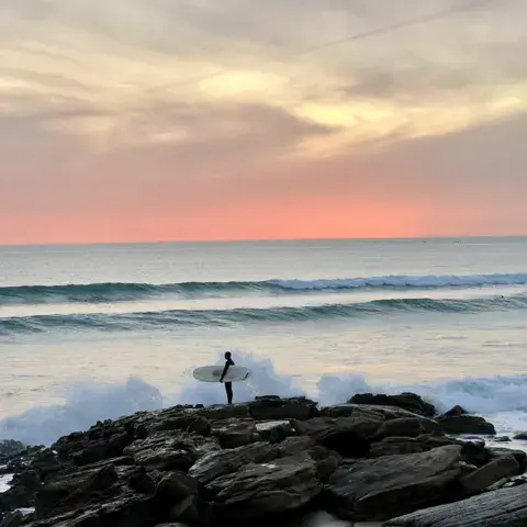 Coucher de soleil sur les rochers du spot