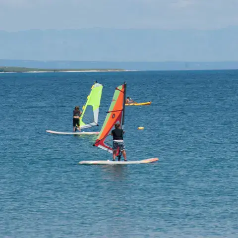 Élèves naviguant en planche à voile