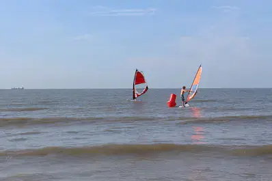 Windsurfeurs au large pendant un cours