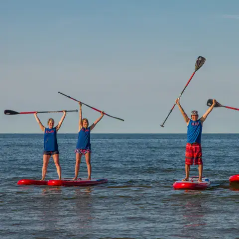 Groupe de paddle en mer