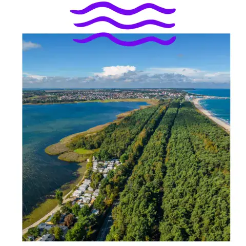 La presqu'île de Hel vue du ciel, entre la baie de Puck et la Baltique