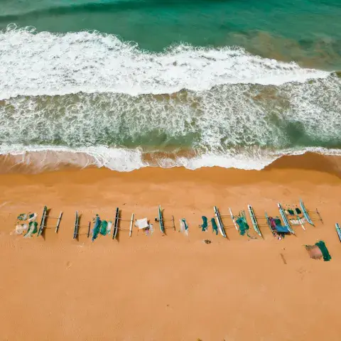 La plage d'Owakanda vue du ciel