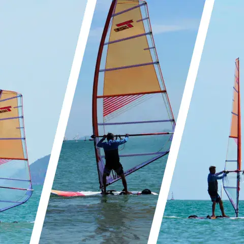 Planches à voile sur l'eau