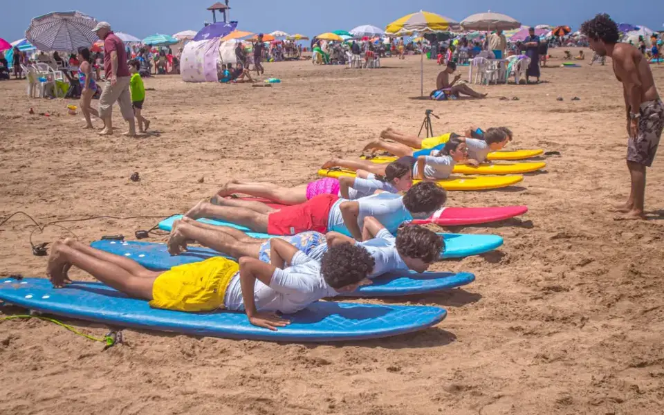 Entraînement au take-off sur le sable, plage de Bouznika