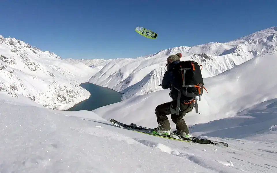 Snowkite en montagne autour de Grenoble