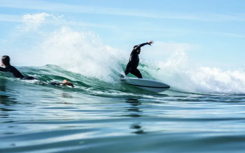 Surfeurs sur une vague