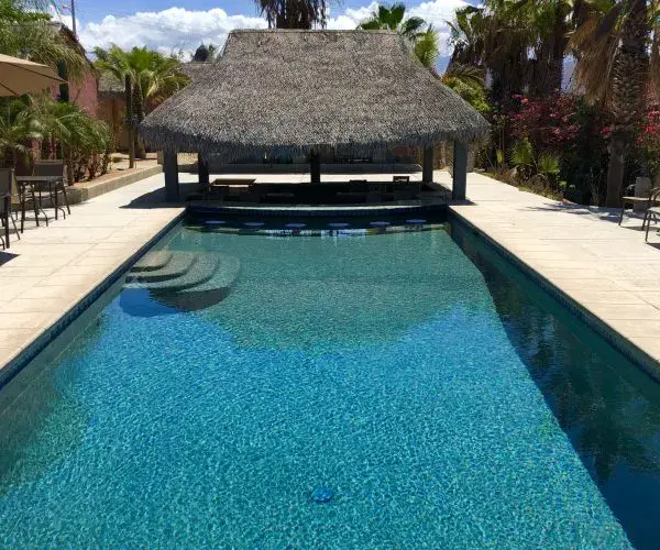 Piscine avec bar sous palapa