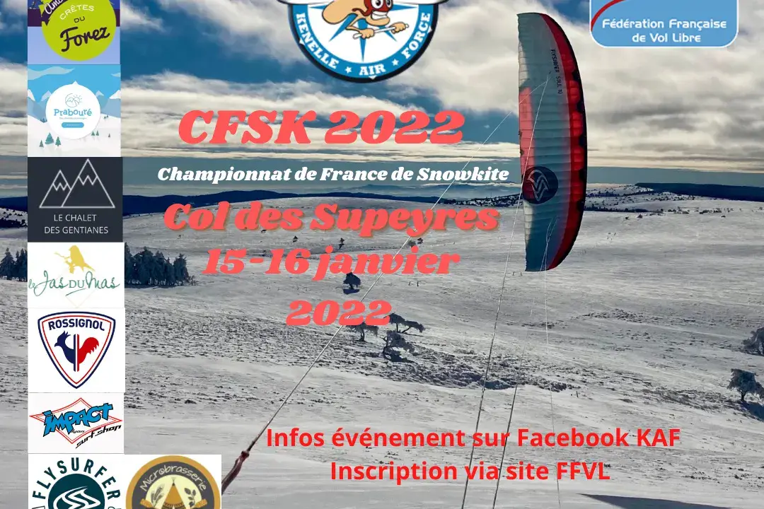 Affiche : Championnat de France de snowkite - Col des Supeyres