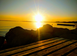 Coucher de soleil sur le ponton