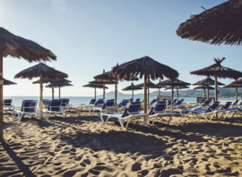 Paillotes et transats du club de plage