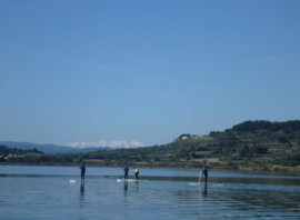 Paddle sur l'étang, le Canigou au fond