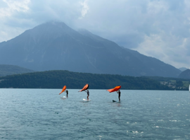 Cours de wing sur le lac de Thoune, face au Niesen