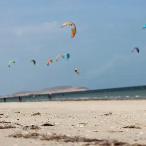 Plage de départ et ailes au large
