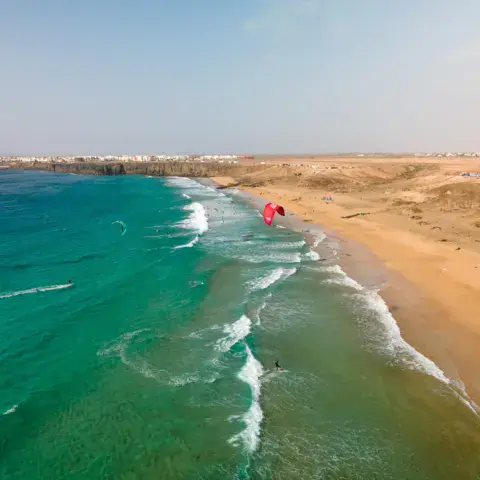 Plage de Corralejo vue du ciel
