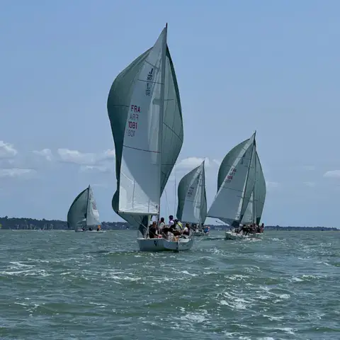 Voiliers sous spinnaker lors d'une régate