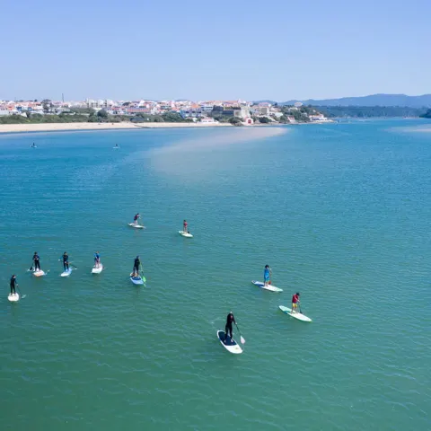 Sortie de SUP en groupe sur le rio Mira, vue aérienne