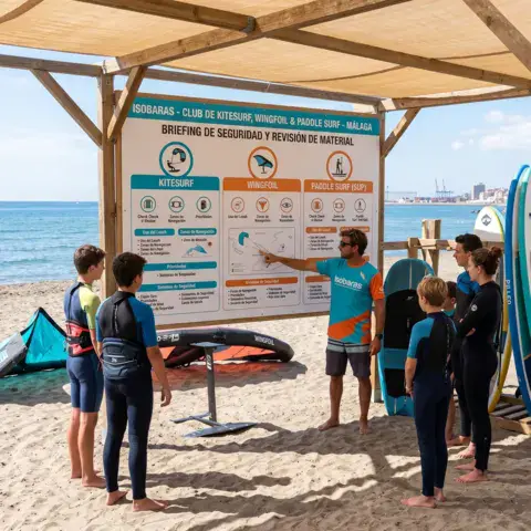 Briefing de sécurité sous l'abri de plage