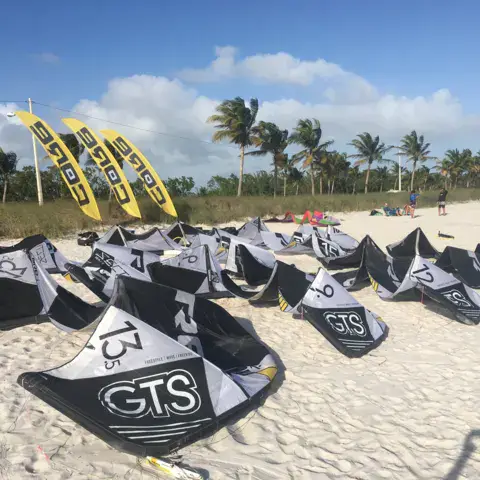 Kites étalés sur la plage