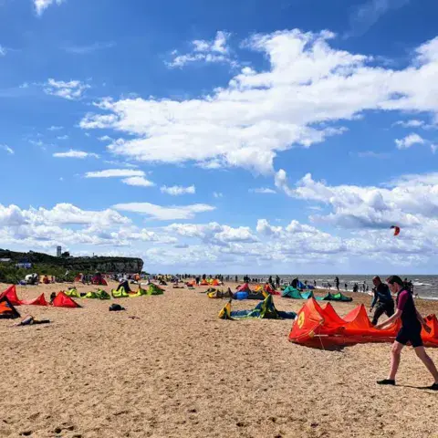 Kites posés sur la plage de Hunstanton