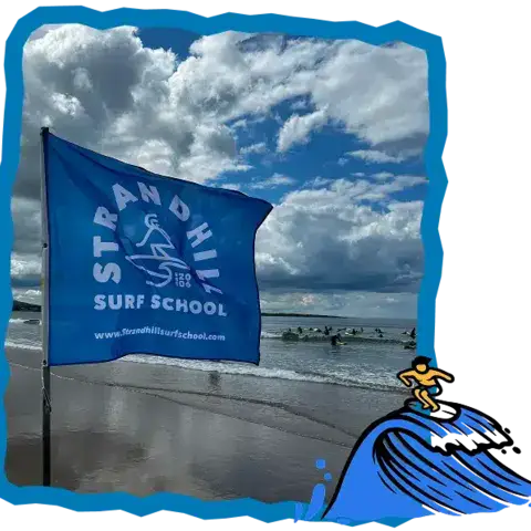 Le drapeau de l'école sur la plage