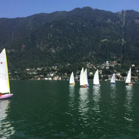 Flottille de petits voiliers sur le lac