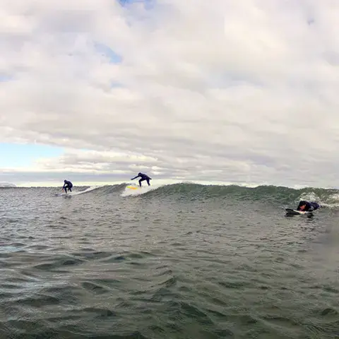 Surfeurs sur une vague