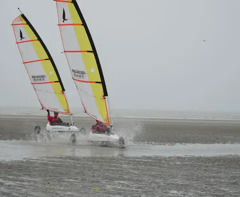 Chars à voile sur la plage
