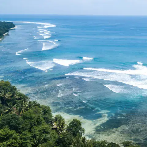 Vue sur les vagues depuis les hauteurs