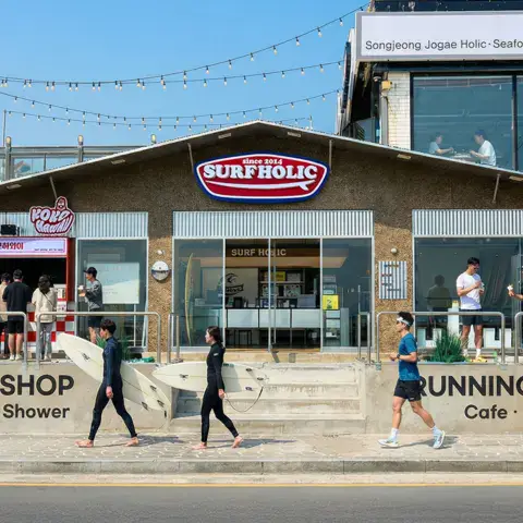Façade du local face à la plage