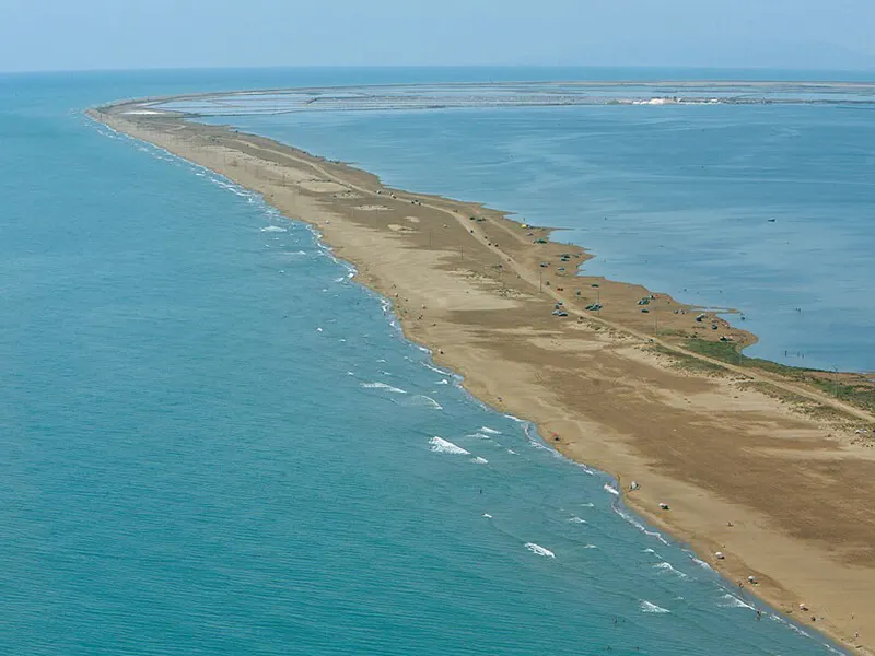 Vue aérienne de la langue de sable du Trabucador